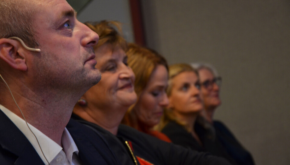 Panelet i Virkes arrangement om arbeidsmiljøloven. Fra venstre: Robert Eriksson, Elin Ørjasæter, Trine Lise Sundnes, Inger Lise Blyverket og Vibeke Hammer Madsen. Foto: Virke Panelet i Virkes arrangement om arbeidsmiljøloven. Fra venstre: Robert Eriksson, Elin Ørjasæter, Trine Lise Sundnes, Inger Lise Blyverket og Vibeke Hammer Madsen. Foto: Virke
